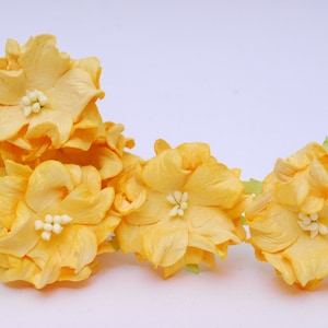 Paper Flower, centerpieces, 25 pieces gardenia, size4 cm., Yellow color.