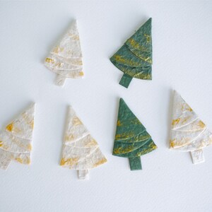Paper Gift, Collage, Scrapbook, christmas tree, green and ivory with gold brush colors.