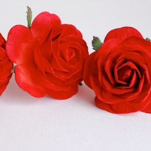 Paper flower, wedding supplies, DIY wall decoration, centerpieces: 10 pcs.(1 pack) mulberry handmade rose paperflower size 7cm., RED color.