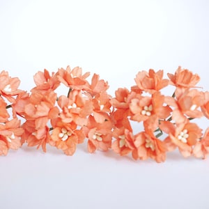 Handmade Flame Orange Paper Cherry Blossoms: 50 Small Sakura Flowers