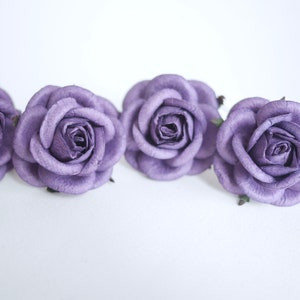 Handmade Dark Purple Paper Roses: 4.5cm Mini Flowers, 20 Piece Set
