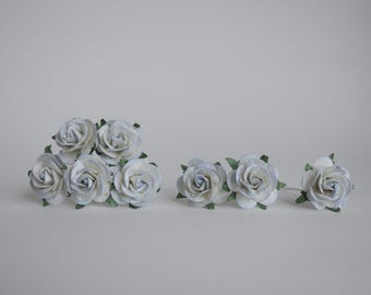 Mini Pale Blue Paper Roses: 50 Handmade Flowers, 2.5cm