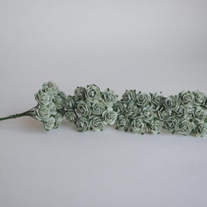 Paper Flower crafts, centerpieces ,DIY wedding supplies, Gift decoration,  small rose paper, size 1.5 cm., Greentea (pale green) color.