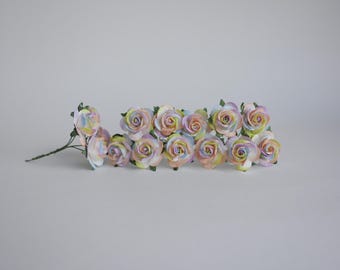 Handmade Mulberry Paper Roses: Rainbow DIY Centerpiece Supplies (50 pc, 2.5cm)