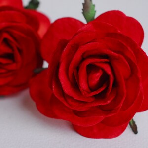 Paper flower, wedding supplies, DIY wall decoration, centerpieces:10 pcs. mulberry handmade flower big roses paper size 7cm., RED color.