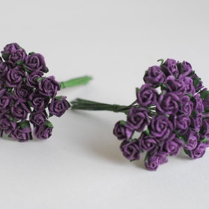 Paper Flower, DIY paper flowers, small flower for gift decoration; small budding rose, size 0.8x0.8 cm., dark purple color.