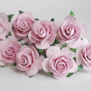 Paper Flower, Flower supplies, Centerpieces, DIY flowers, Handmade flowers;50 pieces small roses size 2.5 cm., pink plum color.