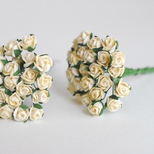 Paper Flower, DIY paper flowers, small flower for gift decoration; small budding rose, size 0.8x0.8 cm., ivory color.