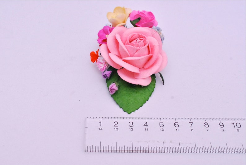 2tone white pink and pink roses pale pink centerpiece Paper Flower Bouquets budding roses and green leaf. 10 pcs. creeping lady