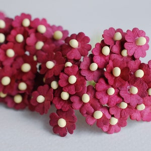 Handmade Dark Red Paper Flowers: 1.5cm Creeping Lady Flowers, 100 Pieces