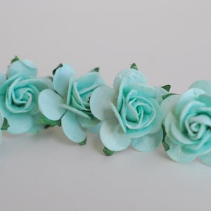 Paper Flower, Flower supplies, Centerpieces, DIY flowers, Handmade flowers;50 pieces small roses size 2.5 cm., mint color.