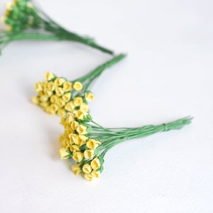 Paper Flower, DIY paper flowers, small flower for gift decoration; small budding rose 50 pieces, size 0.5x0.8 cm., yellow color.