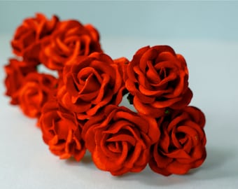 Paper Flower 25 pieces medium rose. Size 3 cm., red color.