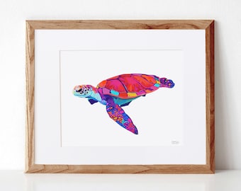 Sea Turtle Digital Watercolor Print – Beautiful Ocean-Inspired Art for Coastal or Nature Decor - Perfect Gift for Nature Lovers - Hand Drawn