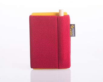 Minimal wallet, red wallet, credit card holder, billfold wallet, elastic wallet, slim and minimalist, modern design, P wallet
