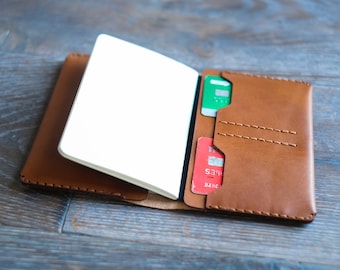 Leather Travel Wallet brown buttero, card holder, notebook, passport wallet