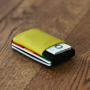 Cartera de cuero sintético, cartera sim, cartera minimalista, cartera de diseño moderno, cartera pequeña, cartera LR, cartera de elefante