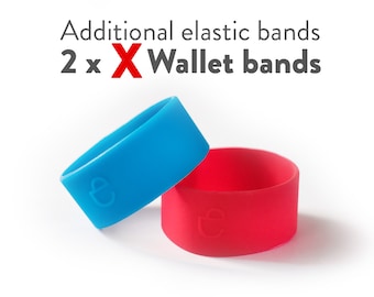 May include: Two elastic bands for wallets, one blue and one red. The bands have a small logo embossed on them. Additional elastic bands 2 x Wallet bands.