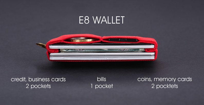 Coins wallet, key wallet, credit card wallet, womens wallet, mens wallet, elastic wallet, slim and minimalist, E8 wallet, Elephant Wallet image 2