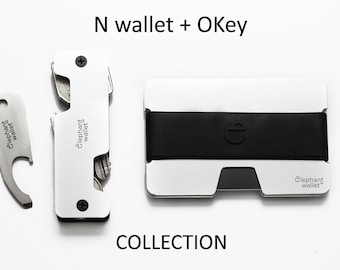 Minimalist wallet & keychain , wallet, key chain, key organizer, silver aluminium
