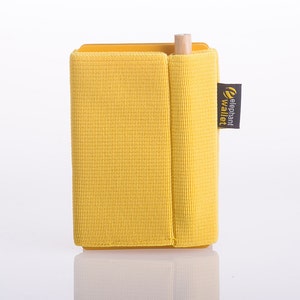 Carteira feminina feita à mão, carteira amarela, porta-cartão de crédito, carteira elástica, carteira fina, carteira minimalista, carteira de design moderno, carteira P