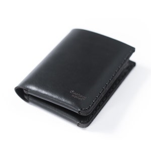 Cartera de cuero mantequilla negro, monedero minimalista para hombre, porta tarjetas