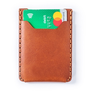 Minimalist leather vertical wallet, Italian buttero leather, card wallet