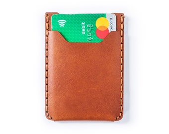 Minimalist leather vertical wallet, Italian buttero leather, card wallet