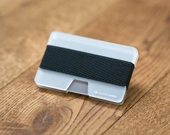 Zwarte mannen portemonnee, creditcard portemonnee, mannen en vrouwen portemonnee, satijn plexi slanke minimalistisch, modern design NWPS