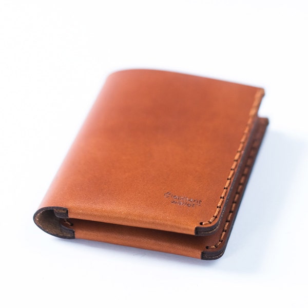 Leather wallet brown buttero, minimalist mens wallet, card holder