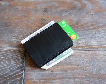 E8 LR Wallet, Minimmalist slim leather wallet with rubber, card holder, Italian buttero leather, card wallet