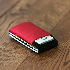Billetera de cuero, regalo del día de la madre, de hombres y mujeres de la moneda delgada cartera minimalista, cartera de diseño moderno, billetera, monedero LR
