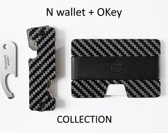 Carbon fiber Okey & N Wallet collection, wallet, key chain, key organizer, black carbon fiber