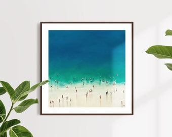 Isle of Wight coastal beach art print of original oil painting "A Day on the Sand No.2" - figures, holidays, fun, beach