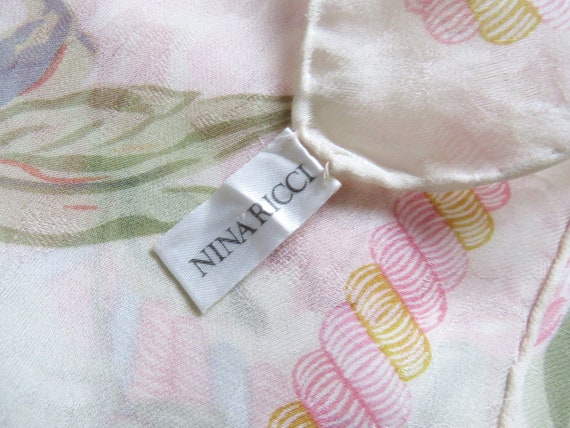 NINA RICCI – Sheer silk square scarf ivory colore… - image 7