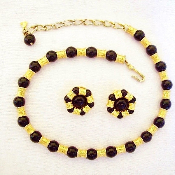 LIZ CLAIBORNE - Demi parure collier et boucles d’oreilles style Renaissance Egyptienne