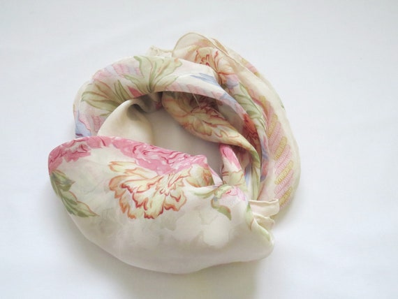 NINA RICCI – Sheer silk square scarf ivory colore… - image 9