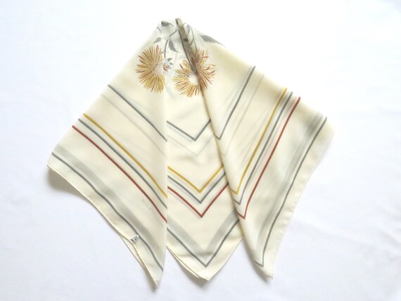 BALENCIAGA – Sheer silk square scarf ivory colore… - image 3