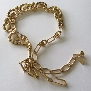 VOLUPTÉ Choker gilded metal chain claw set with back foiled clear crystals Mid Century image 9