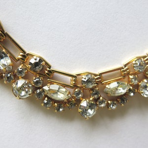 VOLUPTÉ Choker gilded metal chain claw set with back foiled clear crystals Mid Century image 7