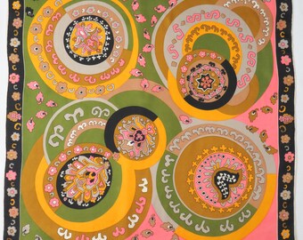 Vintage GIVENCHY Silk Scarf: 60s Psychedelic Floral Print
