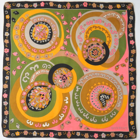 GIVENCHY - Silk square scarf hand rolled hems prin