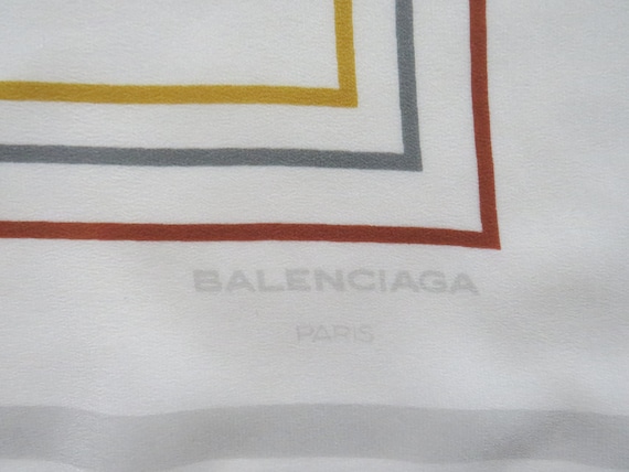 BALENCIAGA – Sheer silk square scarf ivory colore… - image 6
