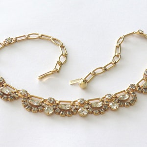 VOLUPTÉ Choker gilded metal chain claw set with back foiled clear crystals Mid Century image 3