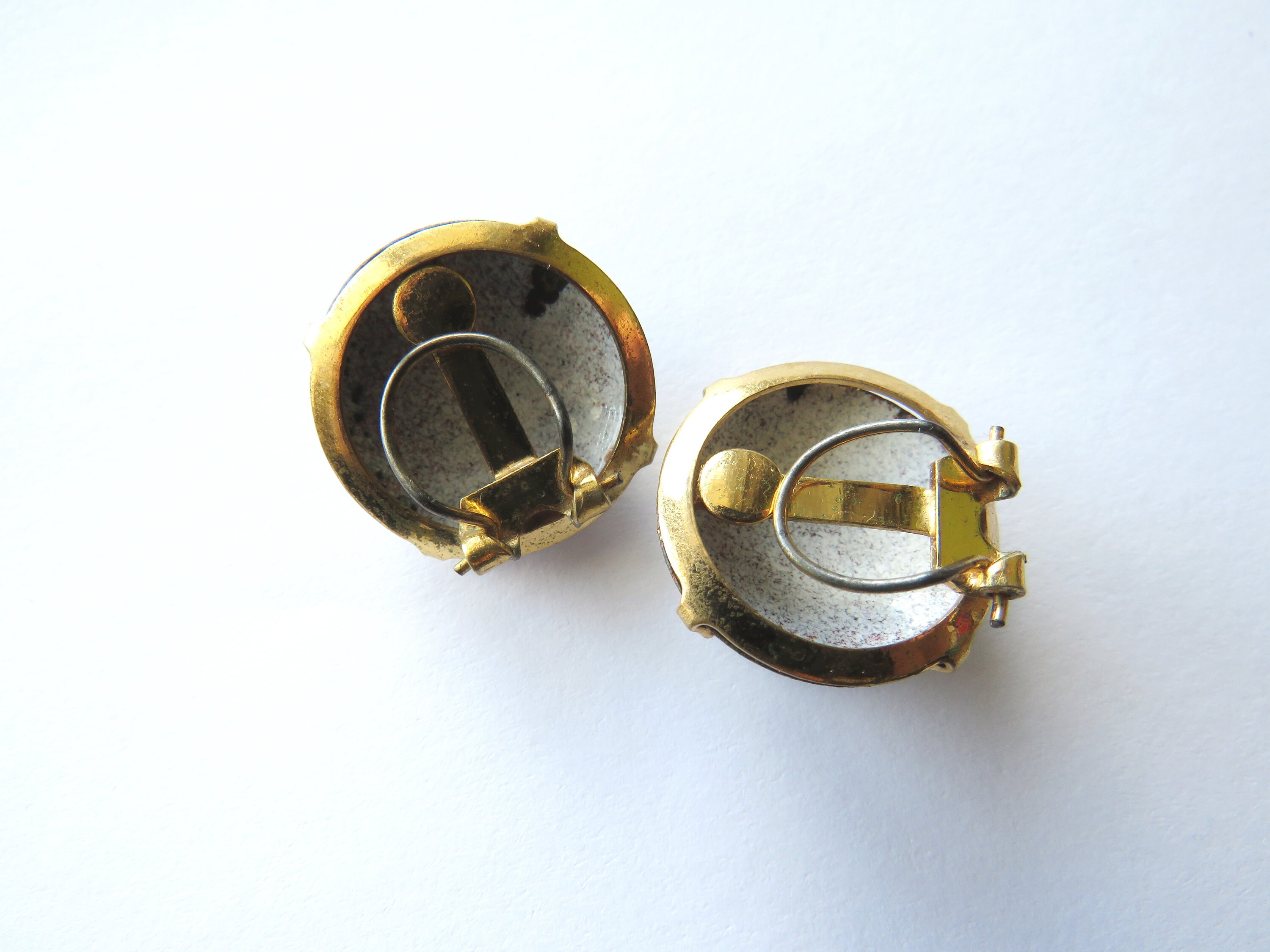 Boucles D'Oreilles à Clip En Métal Avec Verre Et Émail De Limoges - Occasion