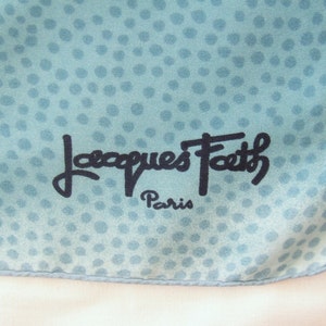 JACQUES FATH Teal colored silk square scarf aquarelle style signed Jacques Fath Paris image 2