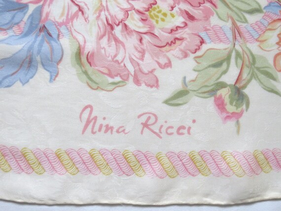 NINA RICCI – Sheer silk square scarf ivory colore… - image 3