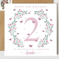 Postcard Prints Personalised Girls 1st Birthday Card For Girl Featuring A Cute Bunny In Pink