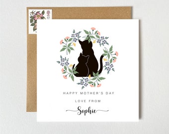 Personalised Happy Mother’s Day Cat and Kitten Card | Cute Cat Card | Cat Lover Mother's Day Card | New Mum Mother's Day Card