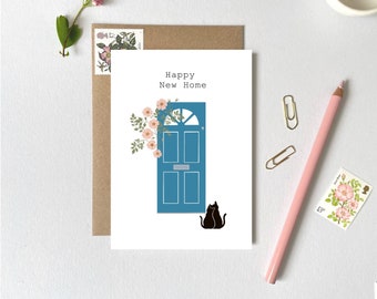 Happy New Home Cat Card - Housewarming Card - New Home Card - New House Card With Cats - Home Sweet Home